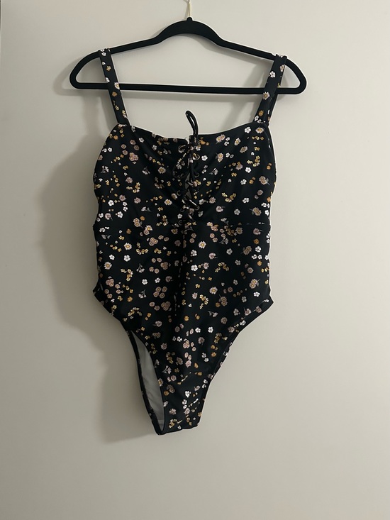 Xhilaration Other - Xhilaration Black Floral Lace-Up One-Piece Swimsuit